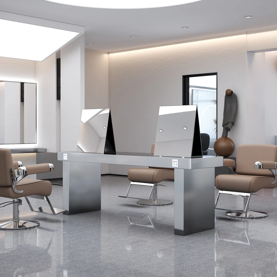 高端网红美发店烫染镜台理发店镜子简约可移动上镜烫染桌剪发镜台