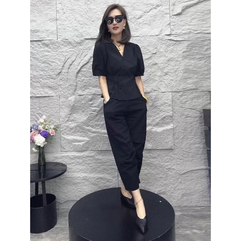 欧货炸街时尚高级感今年流行夏装搭配一整套洋气减龄休闲两件套装