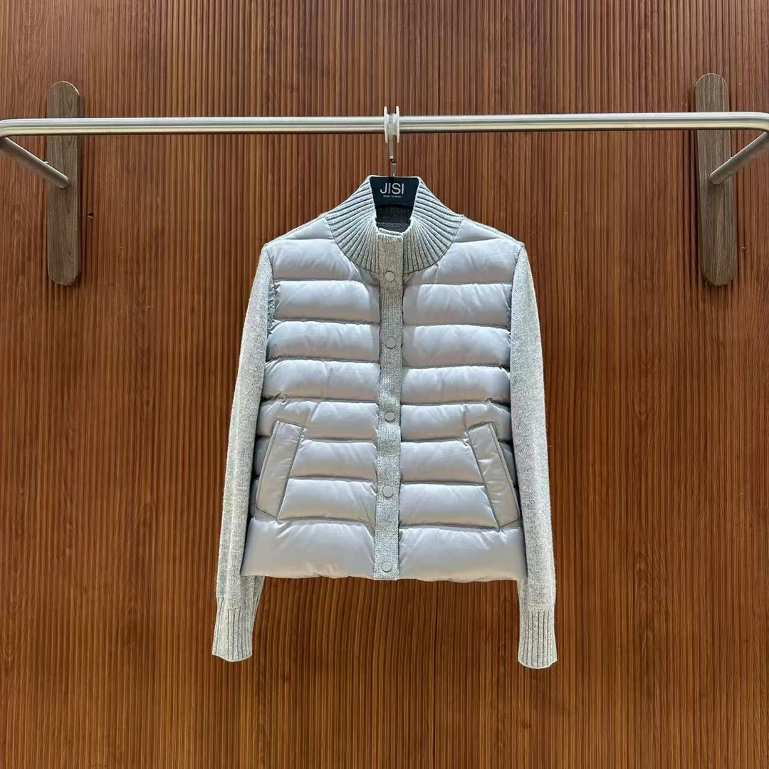 JISI  立领针织拼接宽松羽绒服外套出游-YR25765J