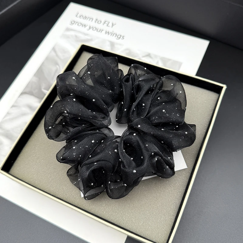 2025新款满天星网纱大肠发圈女气质丸子头发绳不伤发皮筋扎发头绳