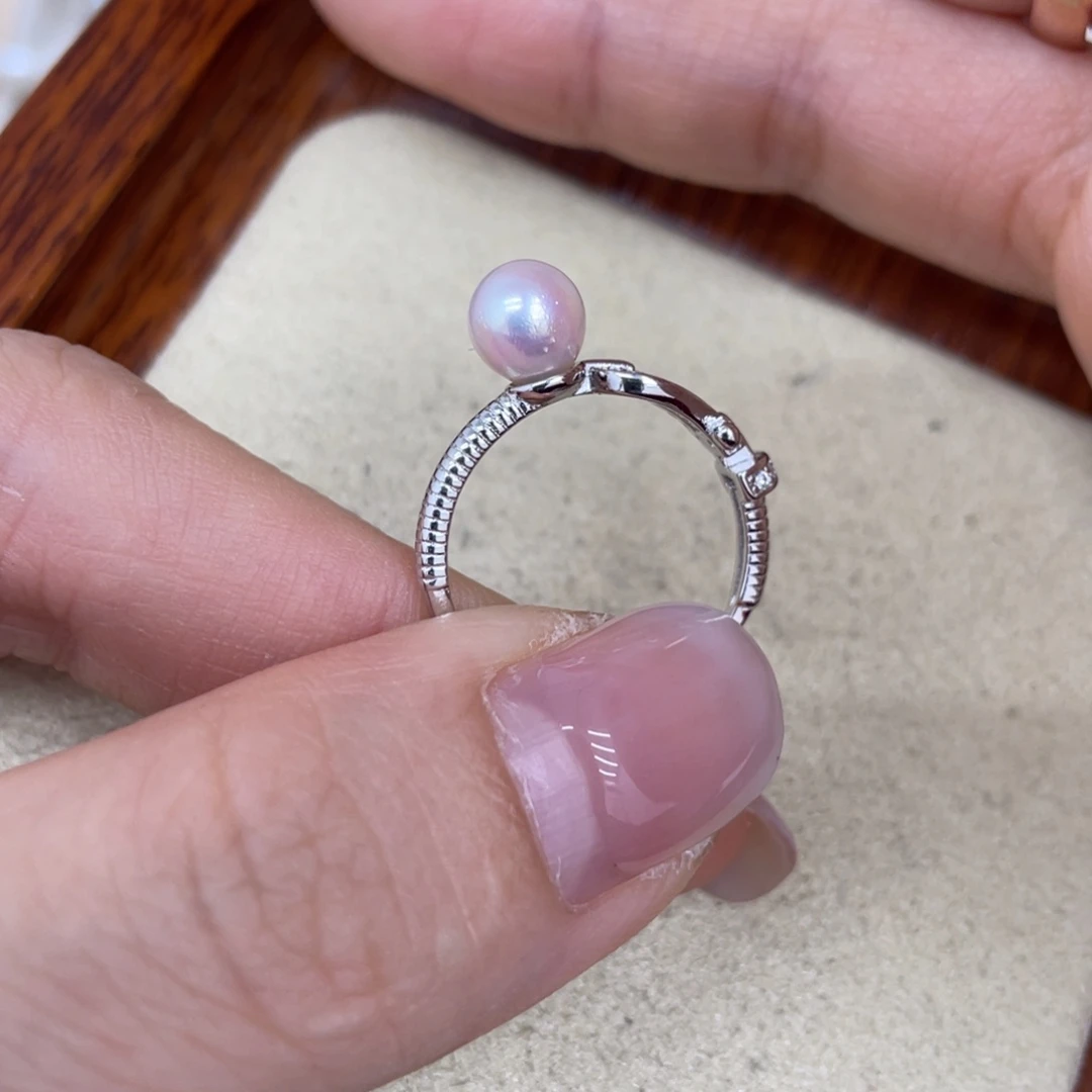 戒指银S925镶嵌海水珍珠