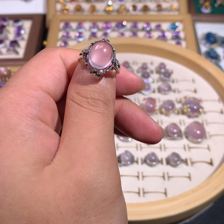 【闪购商品】烟晶戒指银S925镶嵌戒指