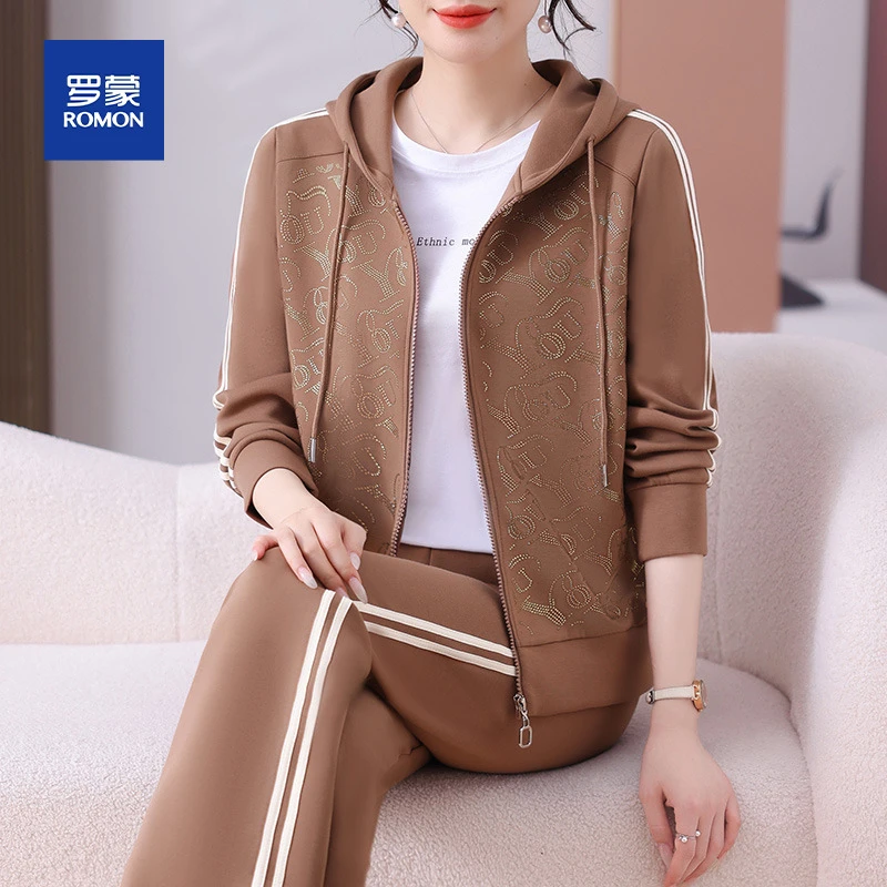 品牌妈妈运动套装女春秋2025新款中老年秋装外套洋气休闲开衫上衣