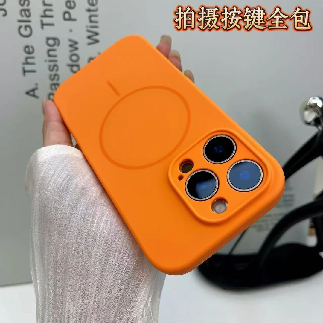 适用于苹果16/15/14/13/12液态硅胶（不带镜头膜）细磁吸圈款手机壳
