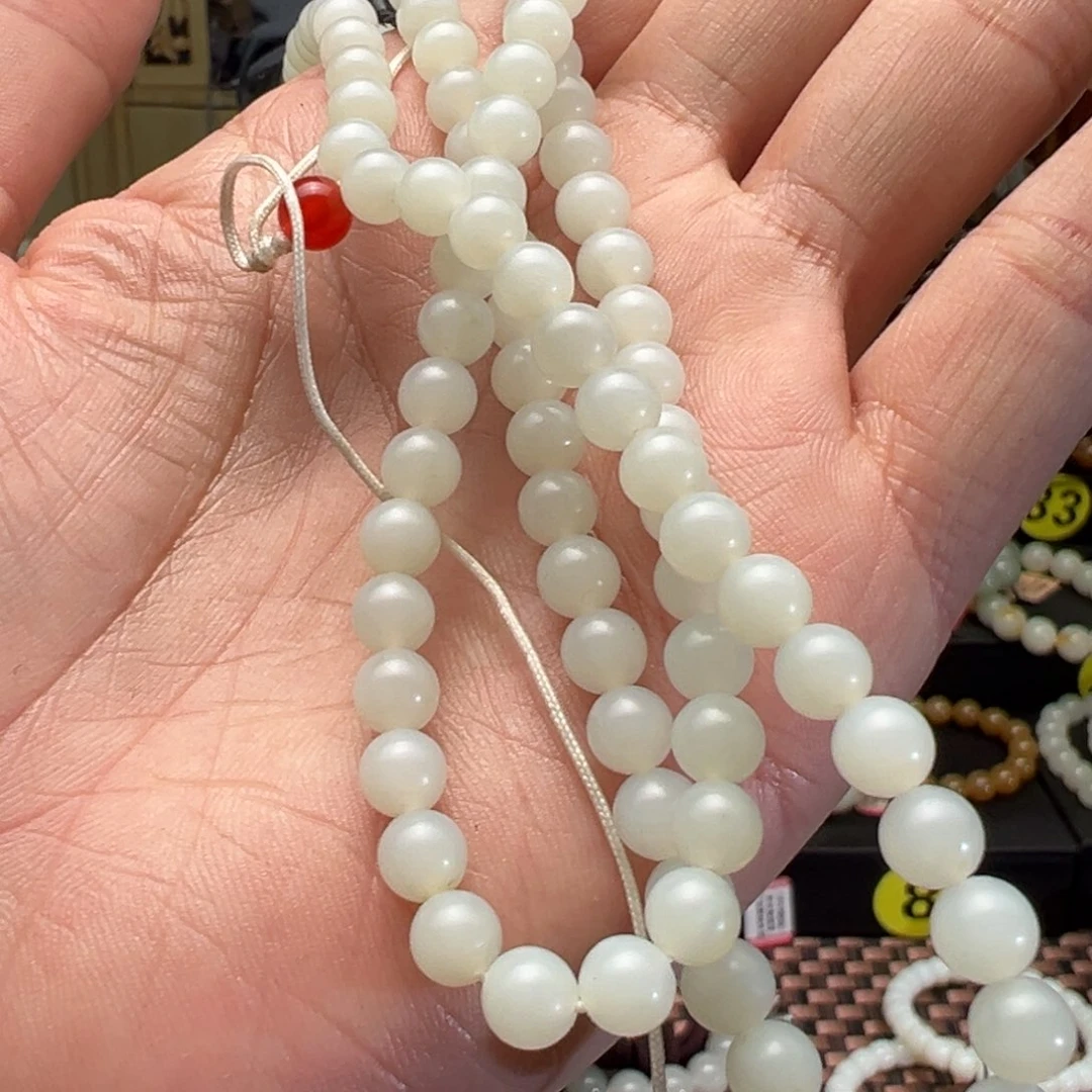 和田玉手串未镶嵌辛*卡6