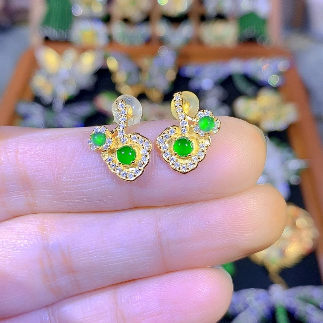 吊坠(不含链)银S925镶嵌翡翠