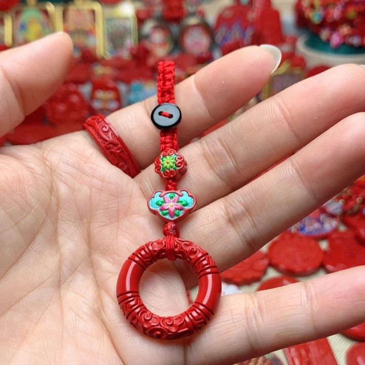 天然辰砂工艺品朱砂钥匙扣