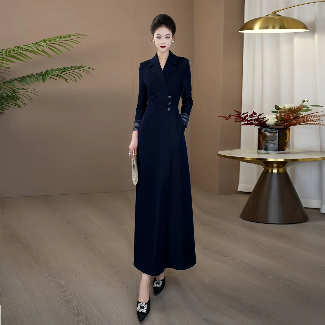 高贵优雅气质修身连衣裙2025年秋季新款收腰显瘦礼服长裙179