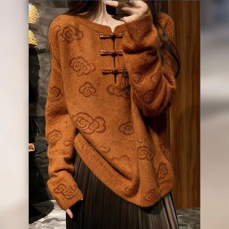 新中式女装国风毛衣气质高级感超好看针织内搭上衣女2025秋季新款