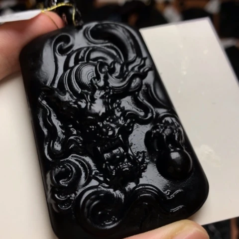 天然缅甸a货钢琴黑挂件