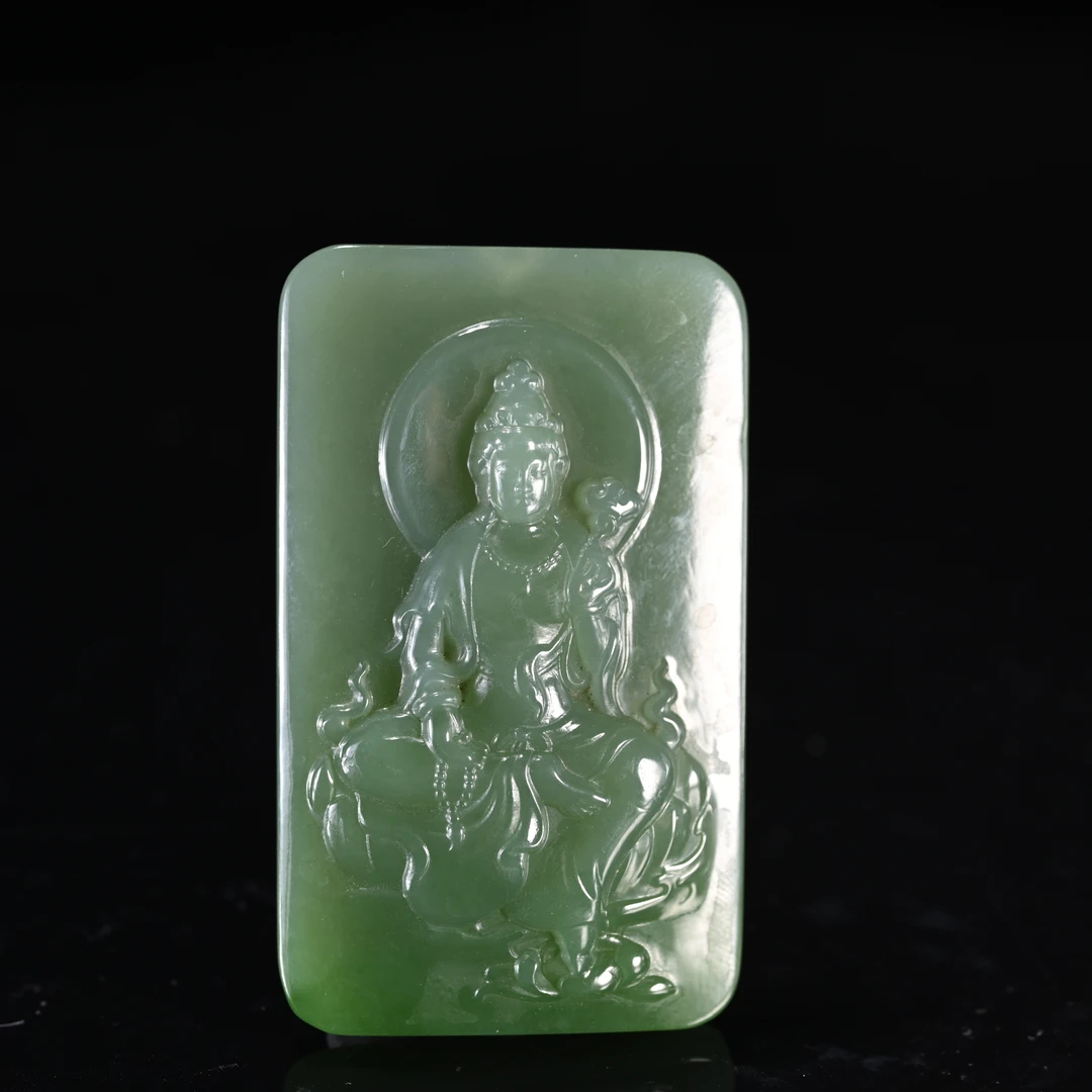 LOT8809和田玉碧玉观音挂件/保利