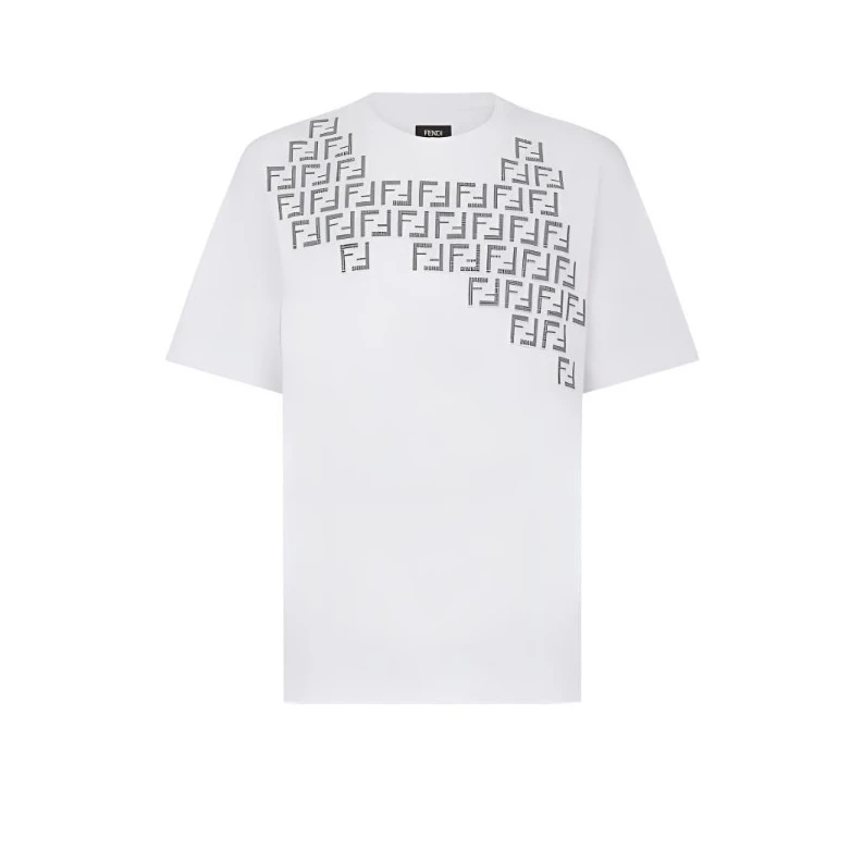 99新 FENDI/芬迪 刺绣满印双F/字母短袖/XXL码