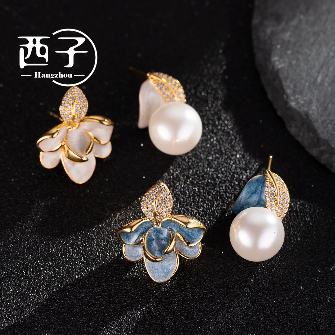 西子饰品镀18K金【仲夏花朵耳坠】30岁不挑人耳饰S925银针防过敏女