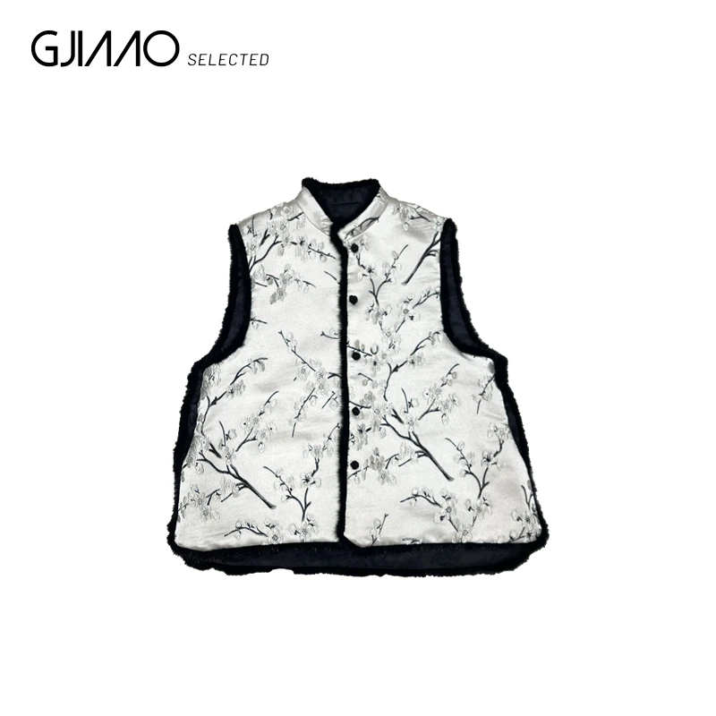 88872 国风刺绣毛边两面穿马甲