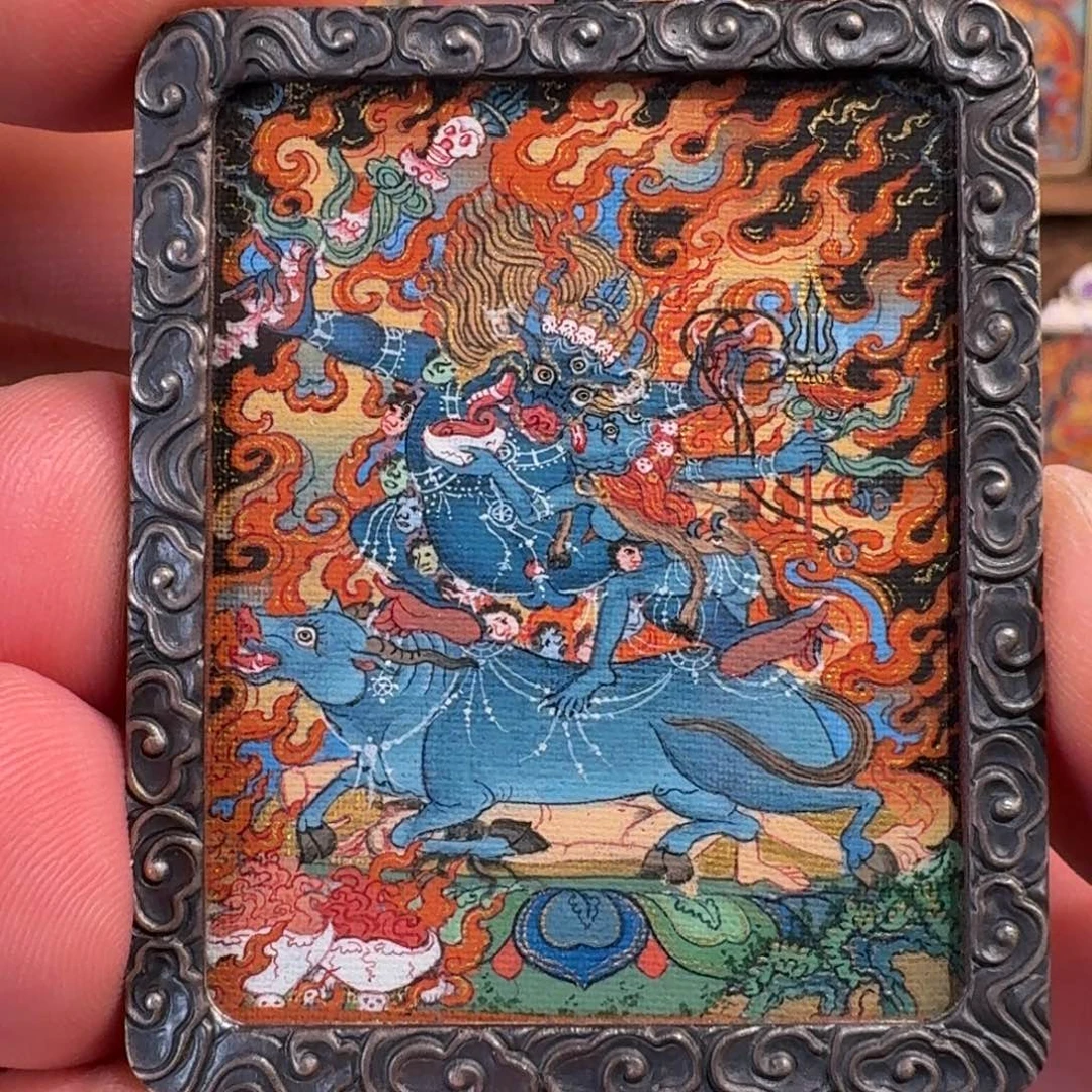 吊坠江村纯手绘唐卡阎魔敌