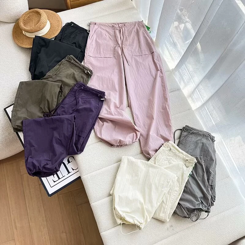 宽松显瘦户外休闲运动裤高腰工装裤登山伞兵裤透气阔腿长裤女夏季
