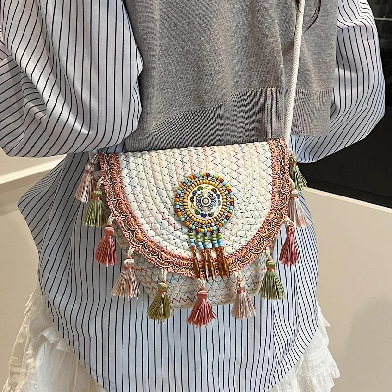 手工编织包包女款2025新款潮时尚小众超火沙滩度假单肩斜挎水桶包