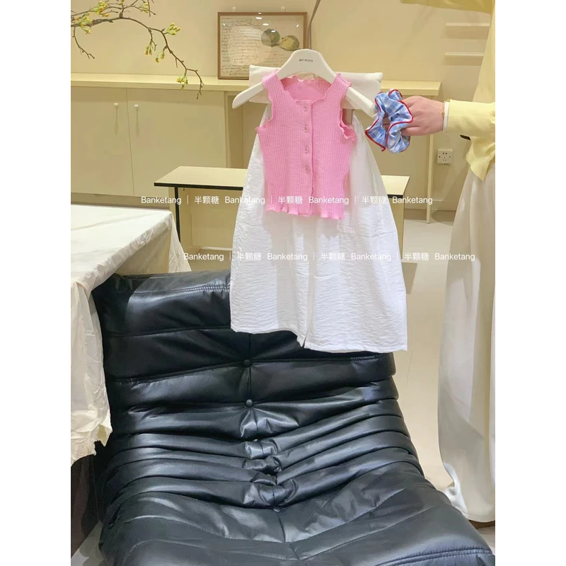 【清仓 no退no还】女童粉色花边背心上衣2025夏季新款韩版51045