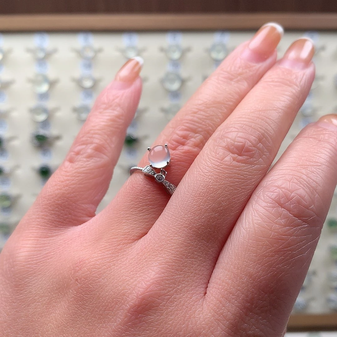 蛇纹石玉银S925镶嵌戒指