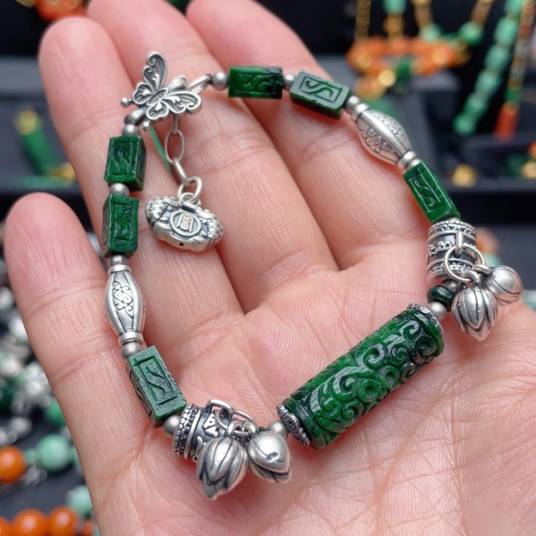 翡翠银S925镶嵌手链