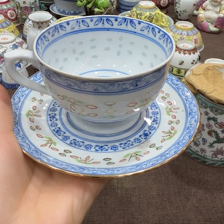 霸***1景德镇青花玲珑咖啡杯