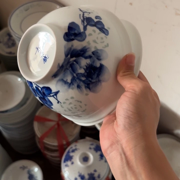 青瓷景德镇陶瓷面碗两只微瑕