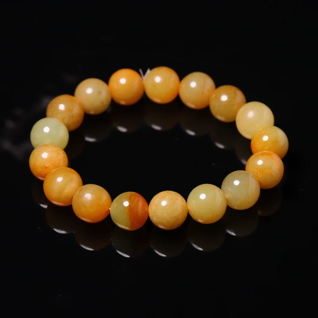 清代和田玉黄玉手串