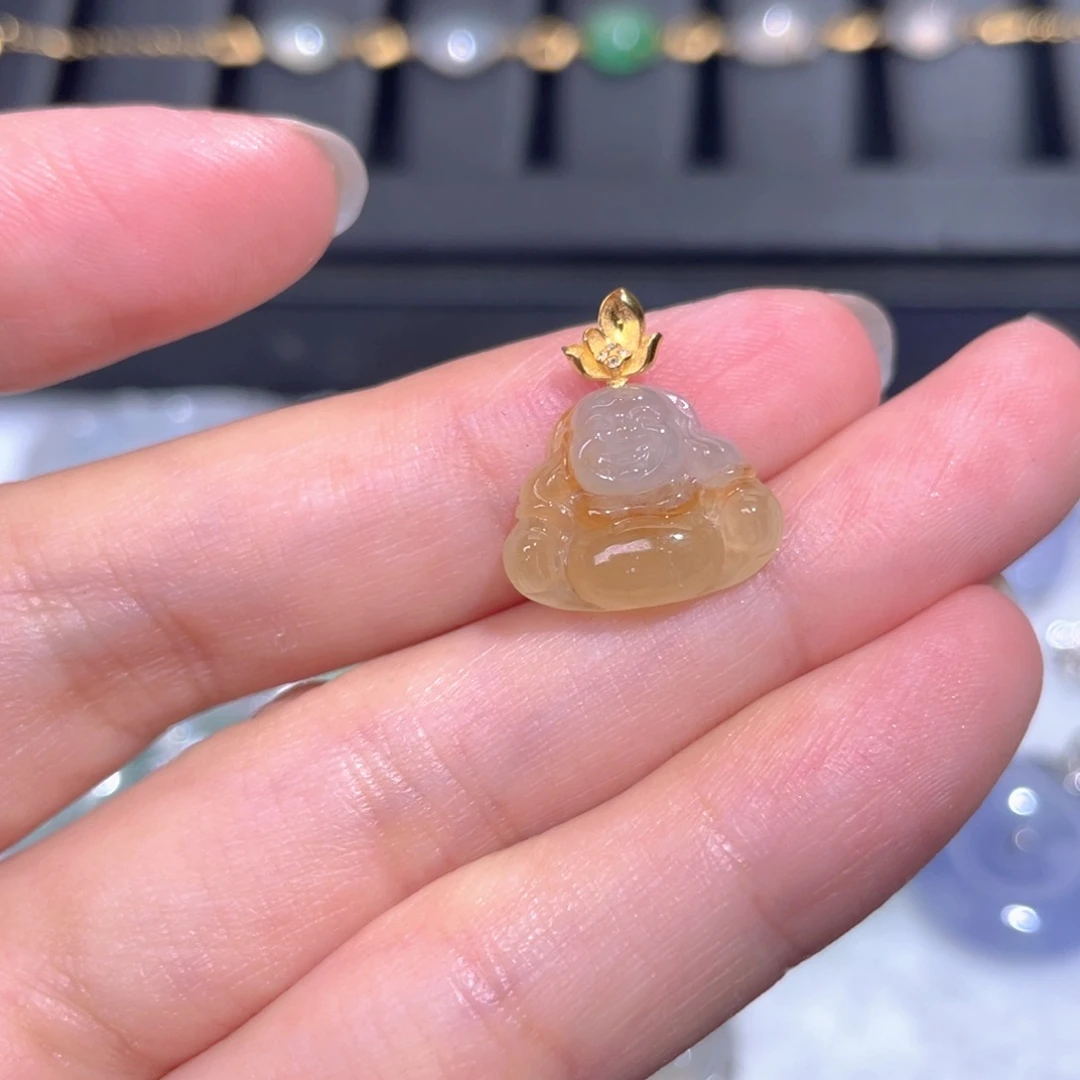 颈饰18K金镶嵌翡翠翡翠