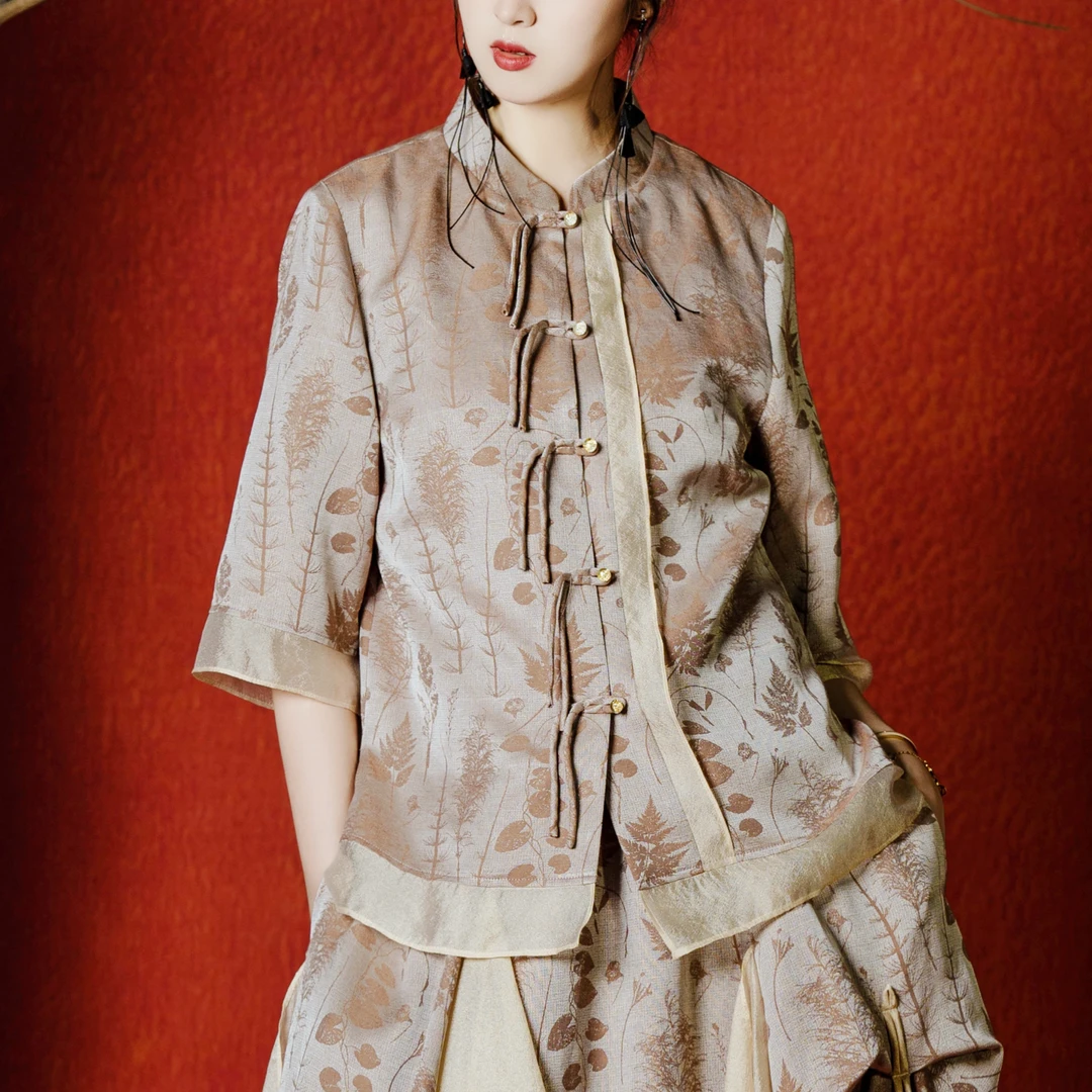 S2200新中式设计师款不规则休闲风慵懒感氛围衬衫上衣