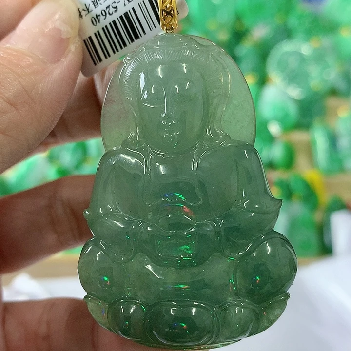 翡翠颈饰18K金镶嵌挂件