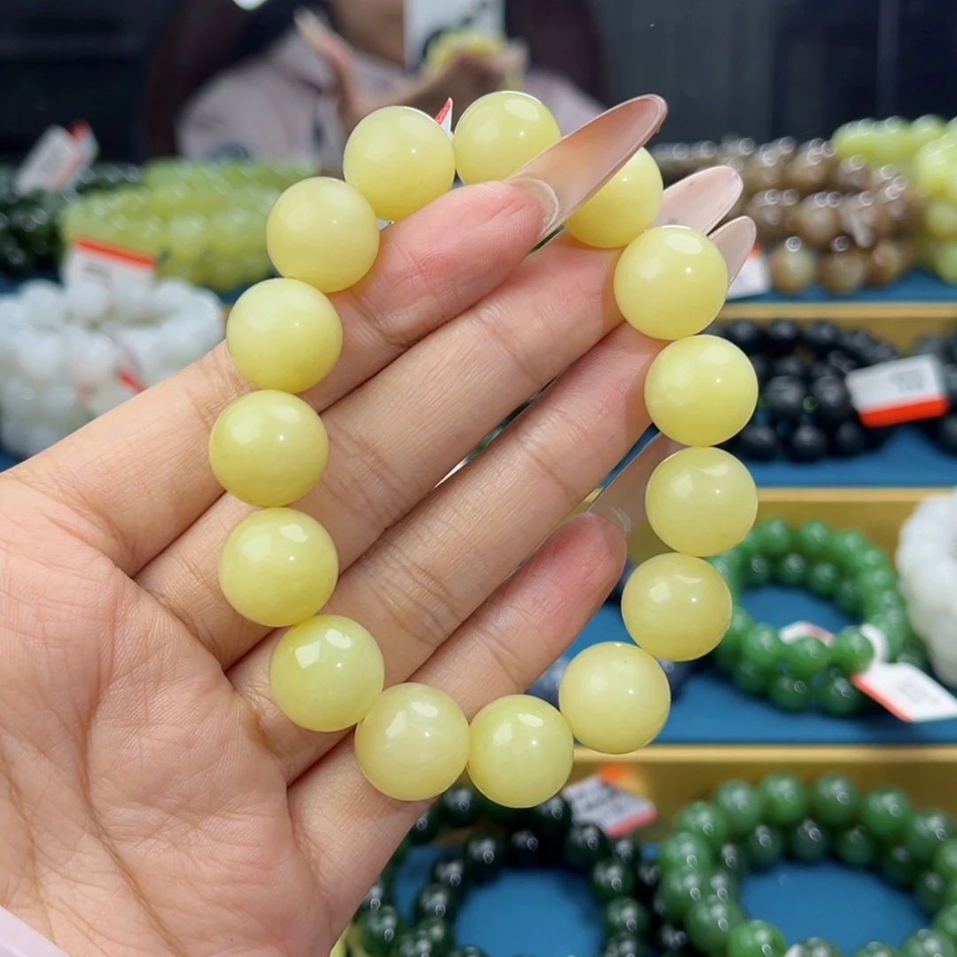 和田玉未镶嵌手链天然和田玉新疆若羌黄口手串14