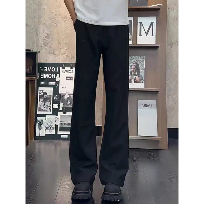 cleanfit微喇弯刀西裤男款高级感垂坠感西装裤高个子直筒黑色裤子