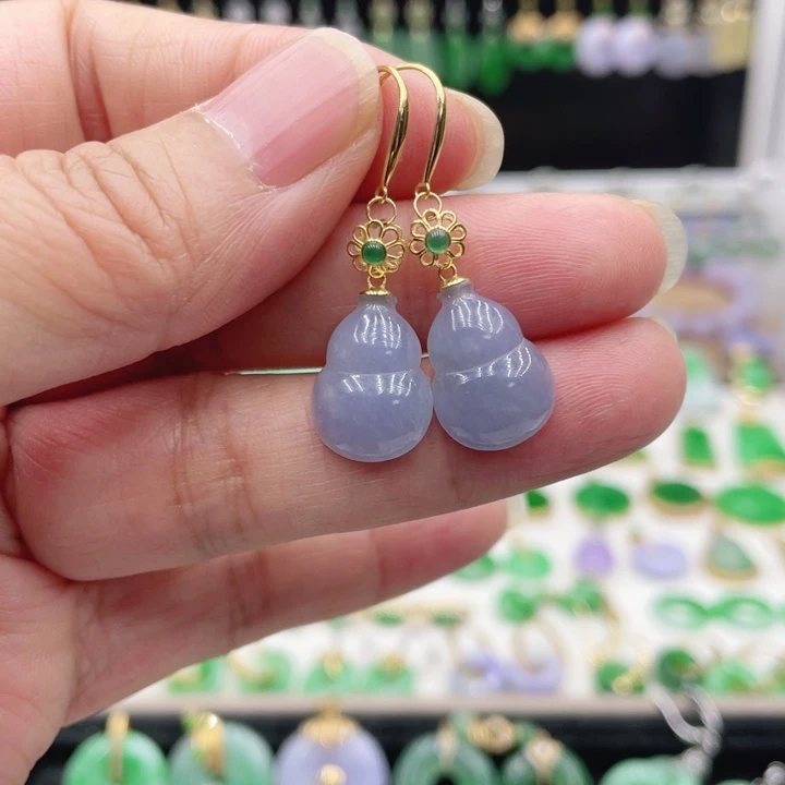 翡翠18K金镶嵌耳饰