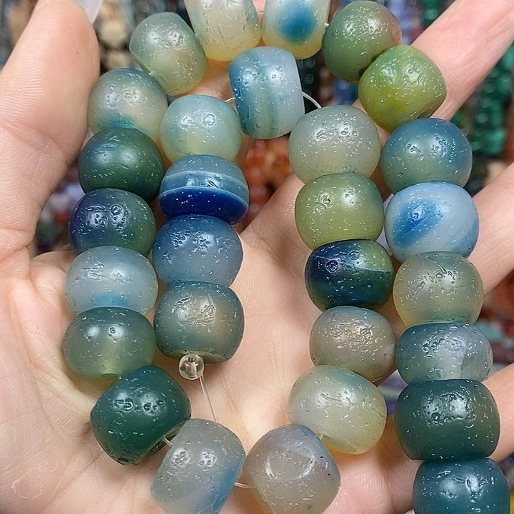 玛瑙/玉髓未镶嵌珠宝半成品橘皮老玛瑙卡15mm