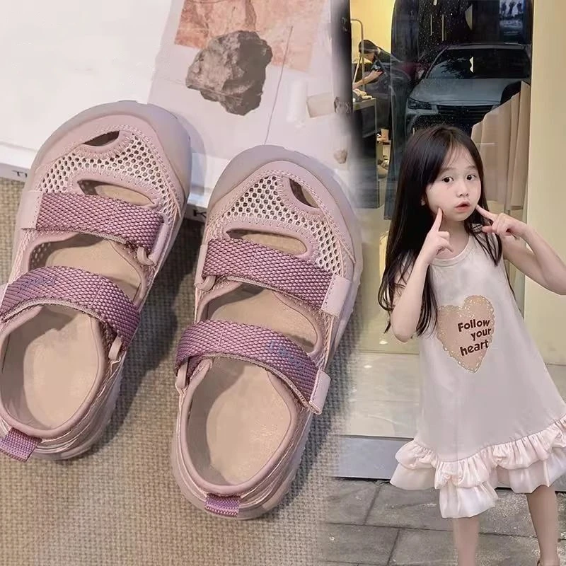 女童夏鞋儿童凉鞋夏款运动鞋2025新款女孩鞋子透气网面鞋软底薄款