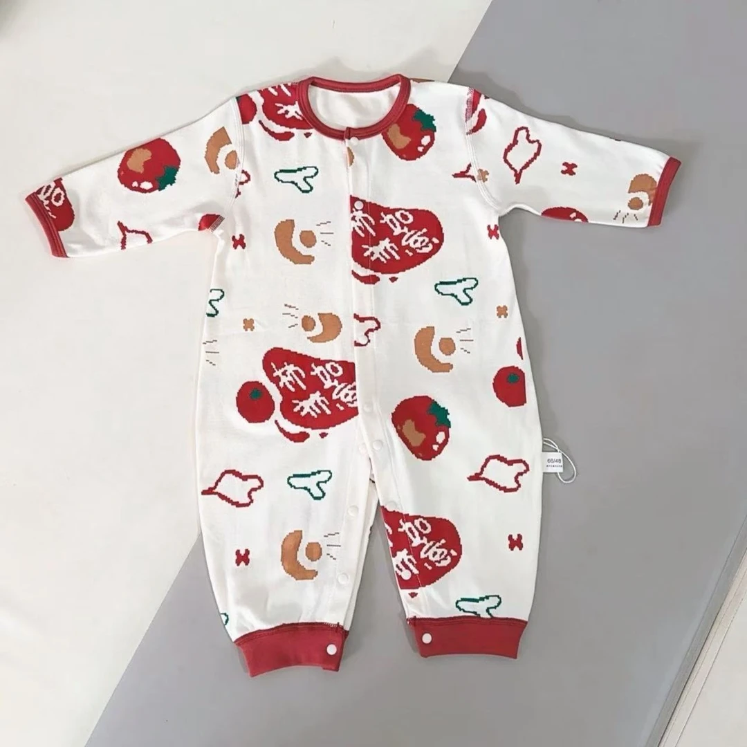 【夏小姐】四季款柿柿如意对开婴幼儿连身衣宝宝打底无骨