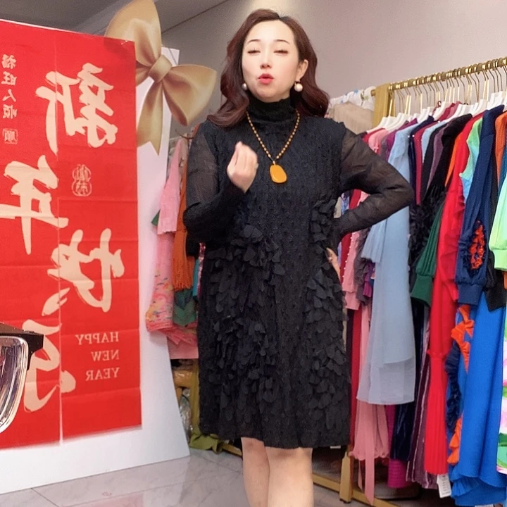 褶皱大码连衣裙119