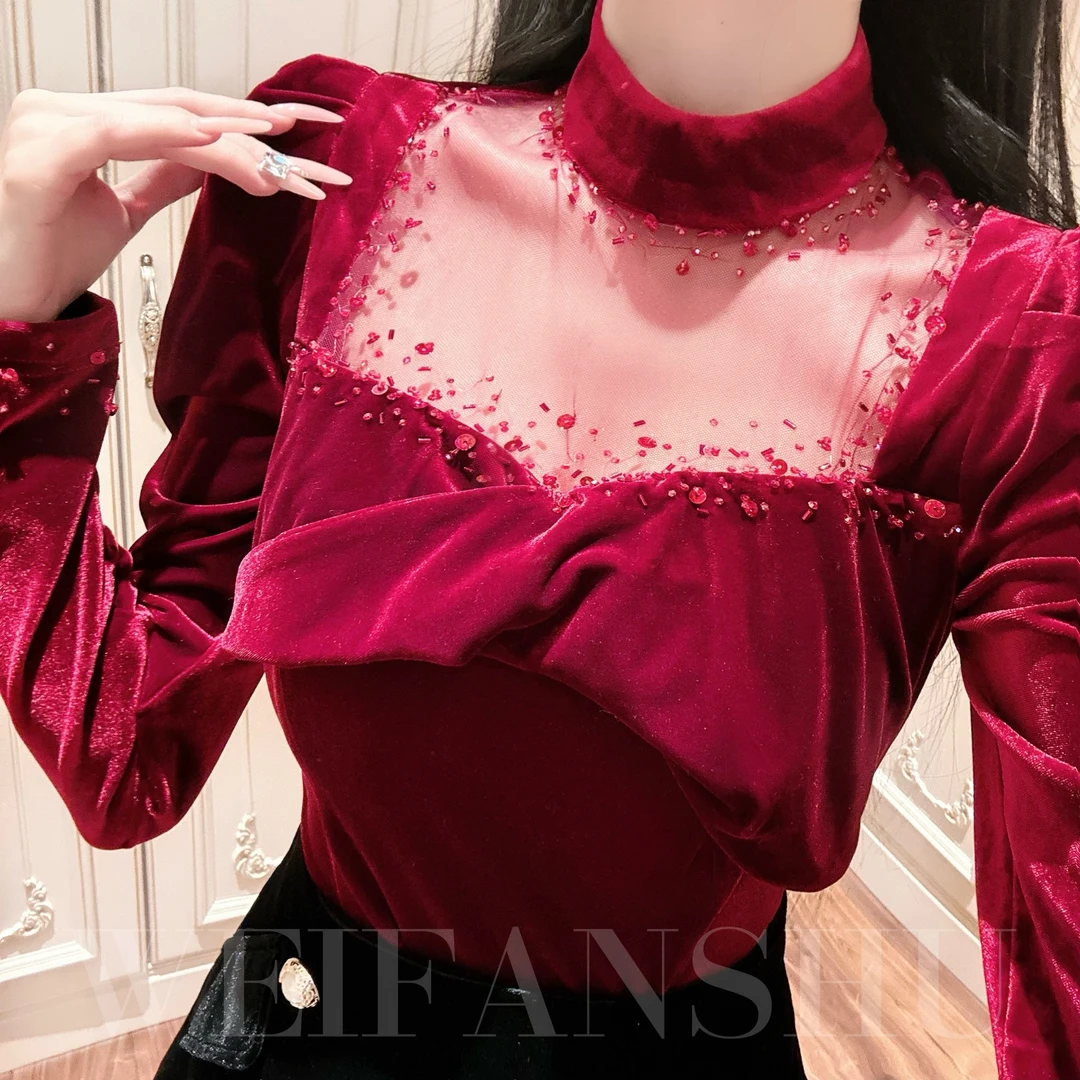 WEIFANSHU/魏凡舒【酒心可可】丝绒上衣