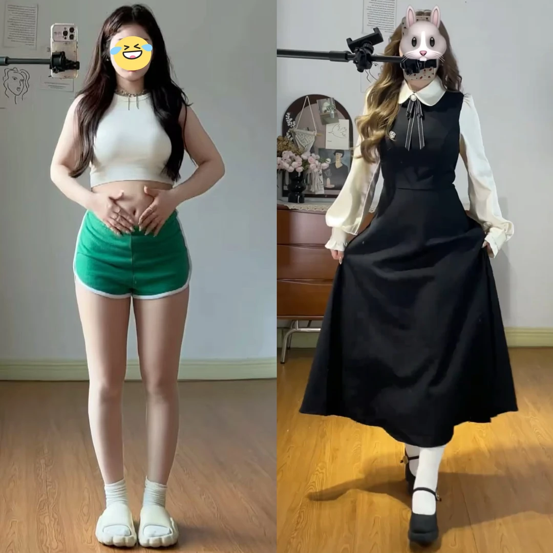 大码女装法式学院风连衣裙秋冬假两件垂感小黑裙胖MM收腰显瘦裙子