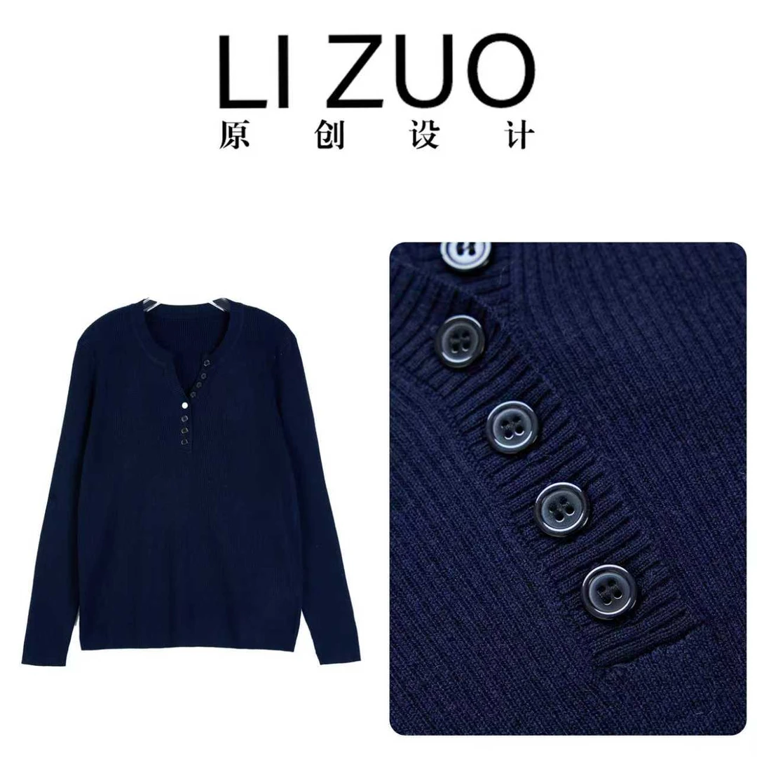 大码胖mm羊毛混纺时尚百搭半开领长袖打底上衣9899