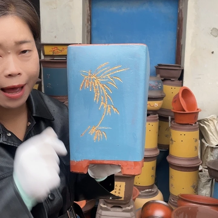 17蓝四方花盆紫砂花盆