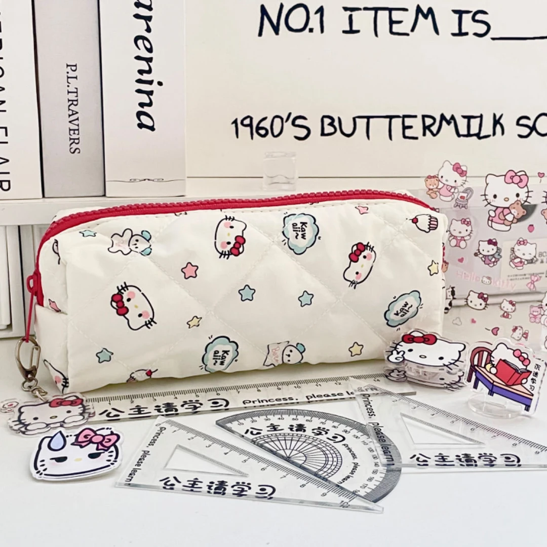 新款笔袋可爱蛋糕kt猫奶泡泡印花笔袋高颜值ins学生文具收纳包