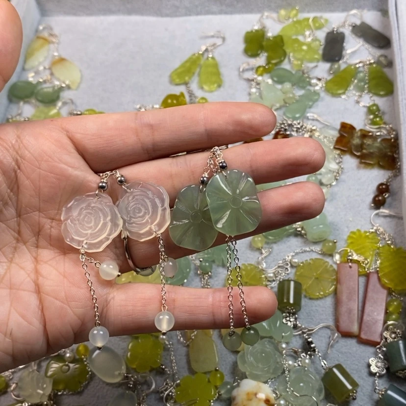 【闪购商品】未镶嵌蛇纹石玉挂件耳饰耳环项链