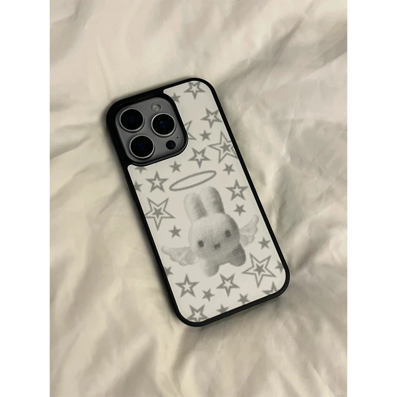 复古兔子星星适用苹果17/16promax手机壳华为p80小米vivooppo磨砂