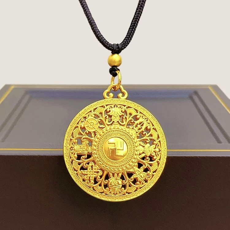 吊坠足银 万字【八宝罗盘吊坠】双面复古传承精美古法挂坠