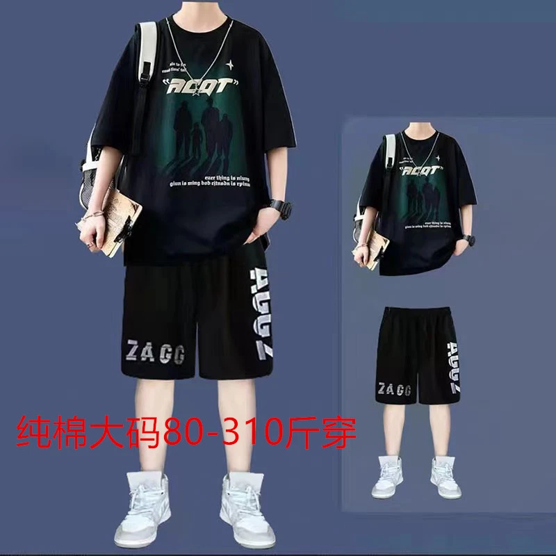 t恤短袖大码短裤套装新款爆款宽松潮流ins男士夏装青少年潮牌男装
