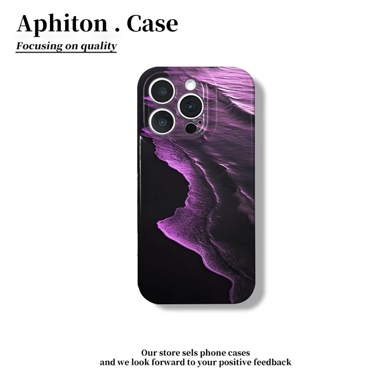 奥菲顿海边紫色海浪适用苹果16菲林手机壳华为P70vivoppo小米1514