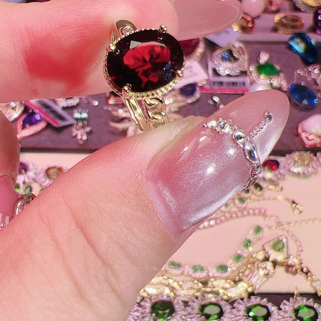 石榴石戒指银S925镶嵌