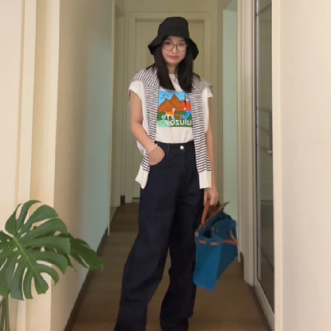 luluzou小狗印花无袖背心圆领T恤10647