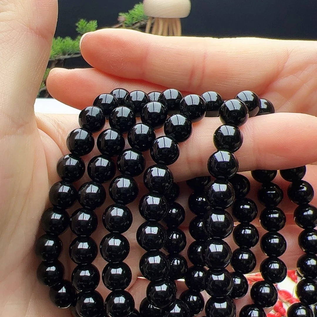 未镶嵌水晶手链黑曜石8mm